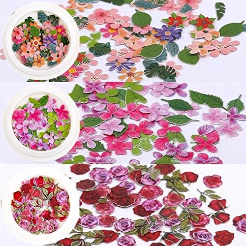 3Д налепници за цвеќиња, 450 парчиња холографска симулација цвет лив за нокти сјај, акрилик паилети, сјај на сјај за нокти за украсување на уметност од нокти…