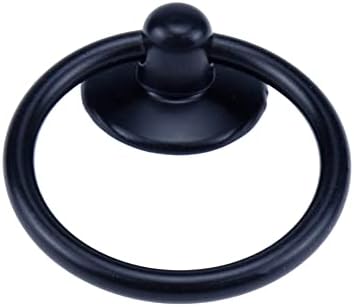 Метал прстен од 12 пакувања метални рачки за влечење, копчиња за прстен на кабинетот црна единечна дупка папка за влечење копче