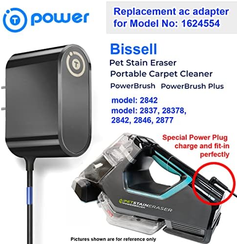 T Полнач за напојување за Bissell 1624554 PET дамка Eraser Powerbrush Series 2842 2846 2837 2877 176159 безжичен преносен вакуум чистач ZD006C100063US