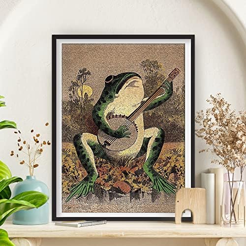 Лушом гроздобер бањо жаба уметнички постер плака за сликање на креативност и печатена wallидна уметност слика за дневна соба дома
