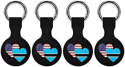 Боцвана Американско Знаме За Срце Печатено Силиконско Куќиште За Воздушни Ознаки Со Заштитен Капак За Приврзоци Држач За Додатоци За Пронаоѓач