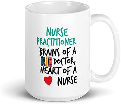 Медицински медицински сестри мозоци на лекар, срце на медицинска сестра графичка НП кафе кригла 11 мл бела керамика