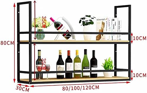 Индустриска полица за монтирање на таванот, висино полица за вино, 2 слој тавански стаклен решетка за вино, за бар, кујна, трпезарија,