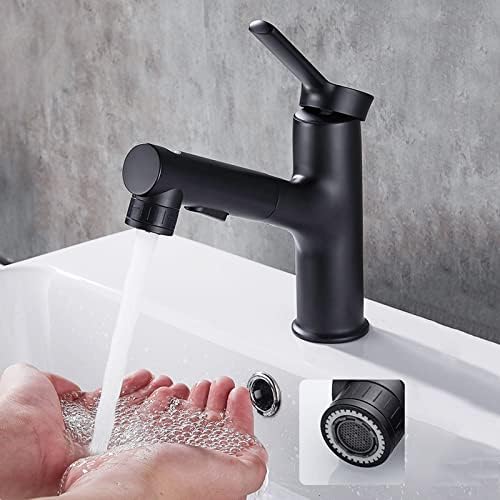 Тапа за мијалник за бања со влечење на распрскувач со двојни режими топла и ладна месинг единечна дупка лавална тапа со единечна рачка мултифункционална