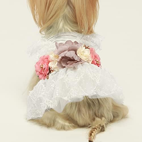 Fitwarm Fancy Flower Clower Cog Dog Princess Tutu Fasure, формална облека за кучиња за мали кучиња девојче, облека за венчавки