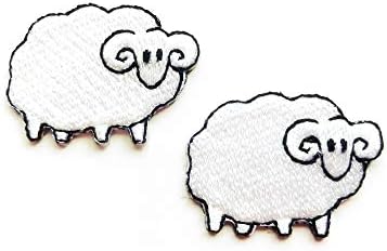 Сет од 2 мали мини овци животно животно диво јагнево шиење железо на везена апликација знак знак за лепенка облека костум
