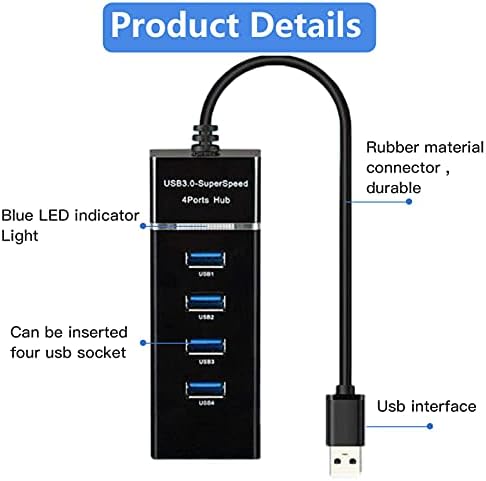 4 ПОРТ УСБ Центар Адаптер, Пренослив USB Центар, Микро USB 3.0 Центар Мултипорт Адаптер СО LED Индикатор за тастатура &засилувач;