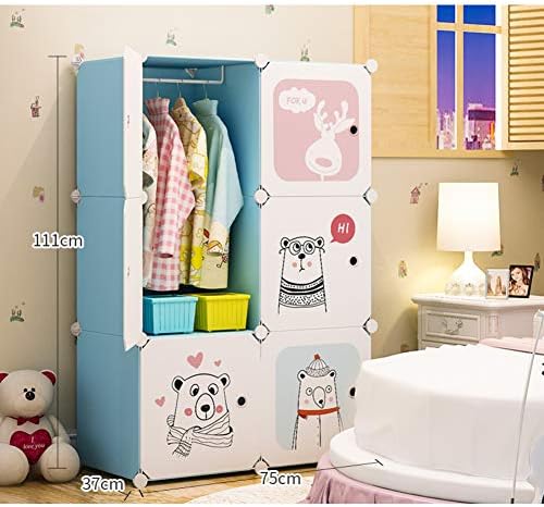 Организатор на гардероба за деца, преносна смола спална соба Армоар Симпатична цртана плакарот модуларна коцка за деца Фуст-Е L75XW37XH11CM