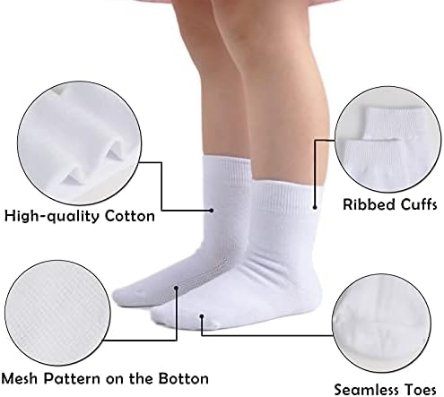 Чорапи за девојчиња Епиус Беспрекорни памучни фустани за фустани чорапи Детски момчиња екипаж 6 пакет