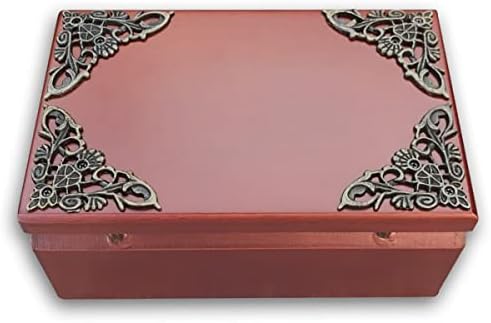 Binkegg Play [la vie en Rose] Браун антички заклучен дрвен накит кутија музичка кутија со музичко движење „Санкио“