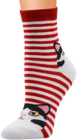 Womanена што работи женски обични памучни модели чорапи удобни слатки чорапи за печатење на животни, големи пакувања чорапи