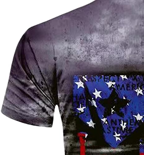 Starsвезди и ленти печати маичка за маички за мажи класично вклопување на екипаж Патриотски САД знаме на врвот војник со кратки ракави