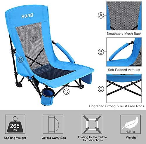 G4Free Sway Sling Beach Chood, преклопување на преносно столче на плажа, стол за кампување со ранец за возрасни со мрежна мрежа и ниско седиште, тешки лекови за кампување со песо?