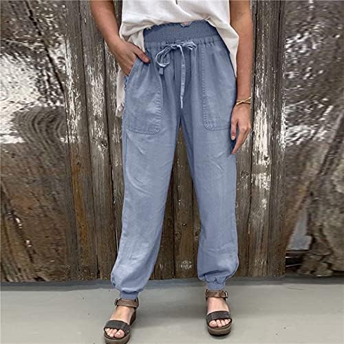 Етики Бизнис Обични женски панталони цврсти панталони џебни облеки памучни обични лабави жени панталони панталони меки панталони за