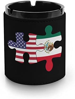 Загатка од американски и мецинско знаме кожа од пепел цигара од пепел чаша за автомобил за домашна канцеларија во затворен простор