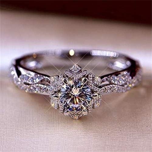 2023 Нова убава свадба дијамантска гроздобер ангажман прстен женски сребрен бенд прстени брановиден прстен
