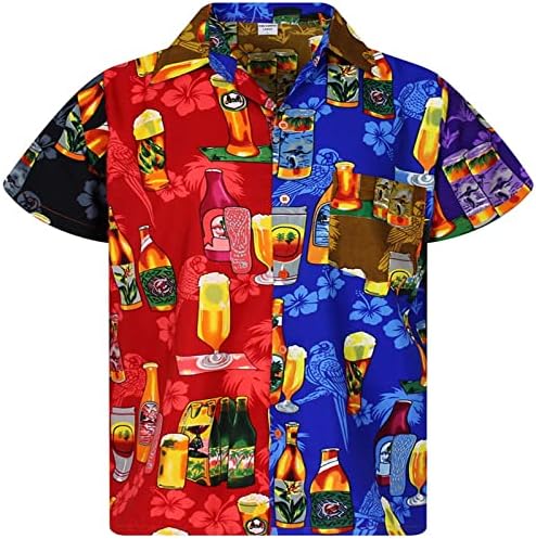 Летни кошули за машка фустан Обични машки лабава лабава печати кратки ракави манжетни со копче Порта стил Цветен кошула песок