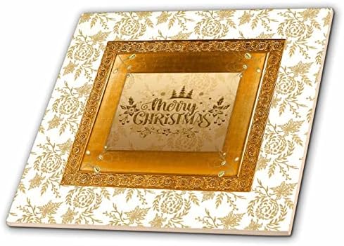 3дроза Слика На Среќен Божиќ Во Елегантен Боров Конус, Рамка Од Бобинки, Златни Плочки