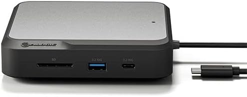 Алоген 7-во-1 двоен универзален компактен докинг станица, 2x HDMI, USB-A, USB-C, 100W PD, Gigabit Ethernet, SD картички читач, влез на напојување