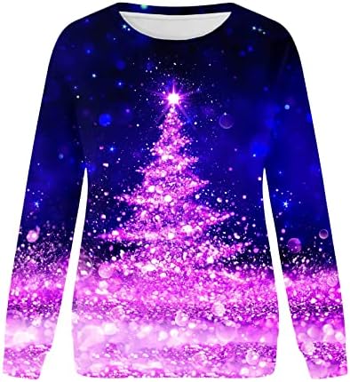 Екипаж Спандекс облеки за тинејџери девојки манжетни за долг ракав Фестивал Божиќна обична облека за џемпери жени gy gy