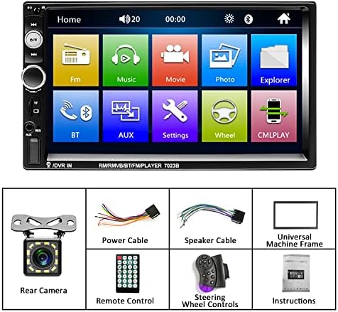 Двоен DIN CAR Stereo FM приемник 7 Екран на допир Радио Bluetooth Глава единици за автомобили со SWC/далечински управувач Поддршка