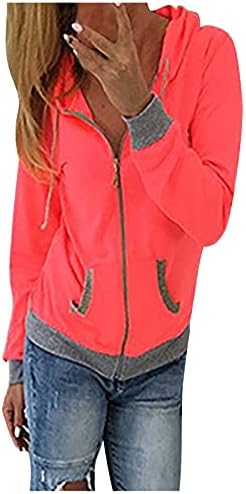 Надворешна облека за мекобол за дами со долги ракави со качулка со ветерници удобни трендовски палто на палто на падот на повеќе џеб
