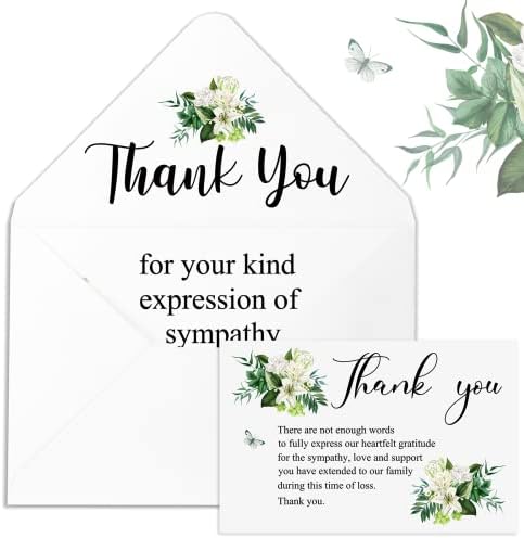 50 пакувања Ви благодариме картички со коверти Меморијални картички за симпатии Бели лилјани картички за безобразност за погребни семејни пријатели, најблиски про