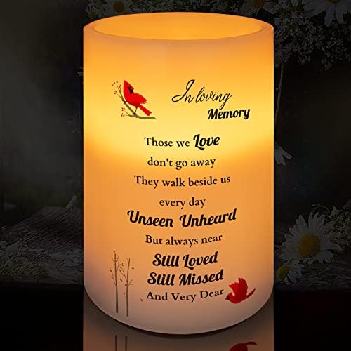 Меморијални подароци за непречена кардинална свеќа, реален восок LED светло со тајмер Симпатиј Подарок за загуба на спомен -подароци на саканиот