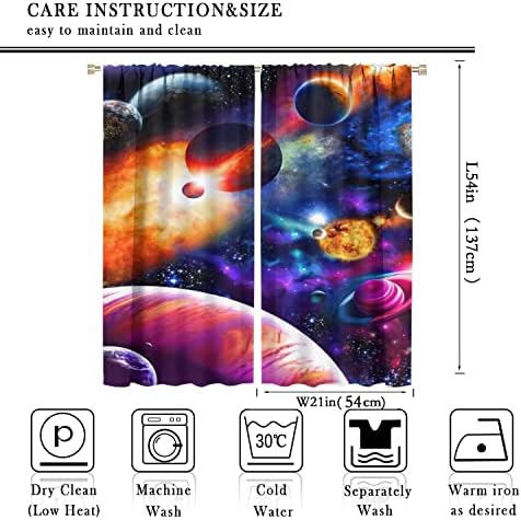 Галакси Тема Затемнување Завеси - Детски Простор Сино Розова Универзумот Вселената Ѕвездена Планета Печатење Прачка Џеб Прозорец