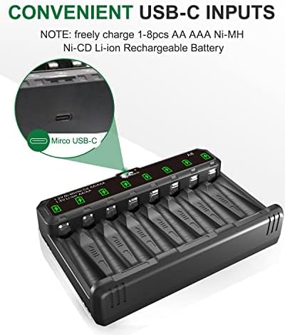 ИМРЕН 8-Залив Полнење & & засилувач; Ааа Батерија Полнач за 1.2 V Ni-MH/Ni-Цд &засилувач; 1.5 V Li-јонски/ / ААА Полнење Батерија