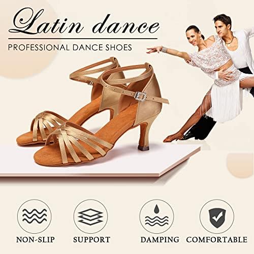 SWDZM женски латински танцувачки чевли сатенска салса перформанси вежба за танцување чевли, Model-MF1810