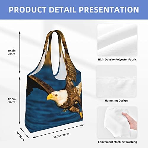 Орел на лов печатено платно торба, торбичка за намирници за еднократна употреба естетска торба за торбички за торби за купување, свадби, родендени