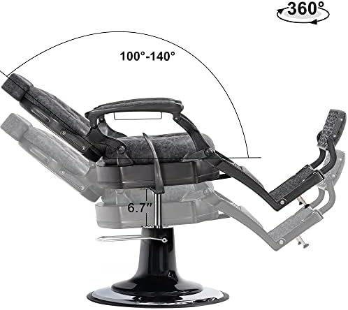 Барберпуб Гроздобер бербер стол тешка метална рамка Цела намена Хидраулична ресек салон за убавина спа -стол опрема за стилизирање 9213