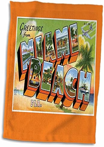 3Д Роуз Поздрав Плажа Флорида Задебелени Букви Со Сцени Од Мајами Пешкир, 15 х 22