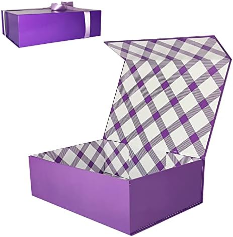 Техохо Виолетова Голема Кутија За Подароци Со Капак, Луксузна Кутија За Подароци За Подароци, Кутии За Подароци Со Магнетно Преклопување со