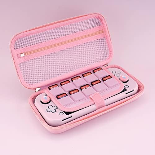 Extremerate Playvital розово слатко носење случај за Nintendo Switch Lite, Thumb green + Candy Rainbow Unicorn Slim Travel Case for Switch