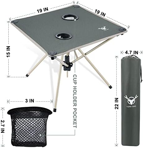 Преносна табела за кампување со преклопување на Yeakyard, преносна, компактна лесна маса за пешачење во торба, преклопна маса