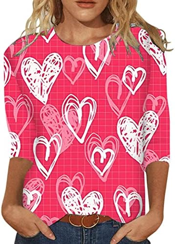 Ден на вineубените џемпери за жени графички влечења Среќни кошули за Денот на вineубените, врвови на екипаж на врвови