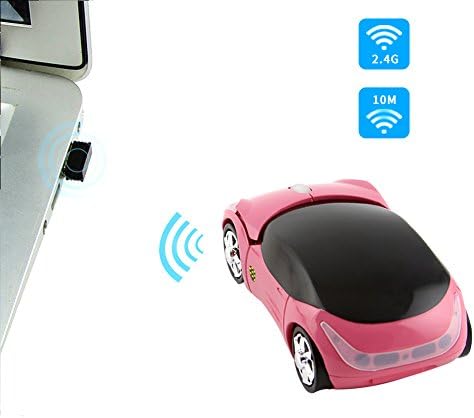 Usbkingdom 2.4 GHz Безжичен Глушец Кул 3D Спортски Автомобил Форма Opономски Оптички Глувци СО USB Приемник ЗА КОМПЈУТЕР Лаптоп Компјутер