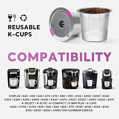 3 пакувања не'рѓосувачки челик за еднократна употреба k чаша за K Eurig 1.0 & 2,0 производители на кафе, Benfuchen Universal