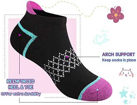 Комфокс 12 Пара Девојки Чорапи Глуждот Атлетски Чорапи Памучни Спортски Чорапи Со Амортизиран Ѓон За Големи Мали Деца