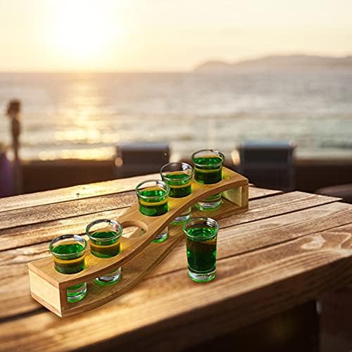 Hemoton Soju стакло дрвен држач за дрвени чаши со 6 дупки дрвени дрвени кригла рак таблети држач за складирање на држач за складирање