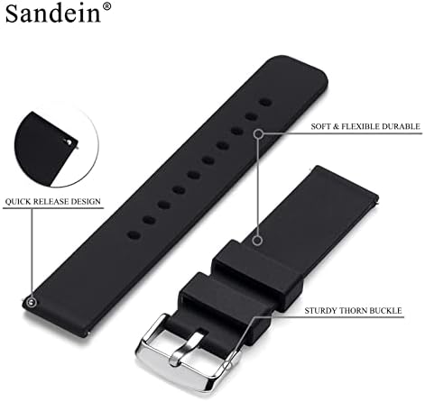 Ленти за часовници Sandein - Silicone Fighter Place Soft Rubber Watch Strap - Компатибилен со 18мм, 20мм, 22мм ленти за часовници