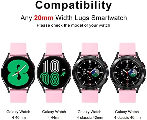 Wanme За Samsung Galaxy Watch 4/5 Бендови 40mm 44mm, Galaxy Watch 5 Pro Band 45mm Жени Мажи, 20mm Прилагодливи Меки Силиконски