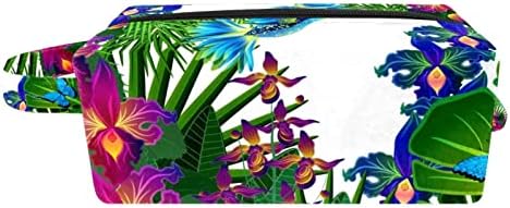 Тбуобт Козметички Кеси За Жени, Торба За Шминка Организатор На Додатоци За Тоалетна Торба, Тропски Цвет Пеперутка Птица Палма Лист