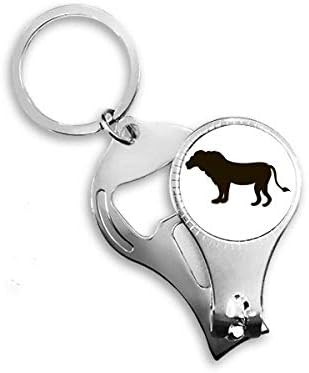 Црн лав животински портрет за нокти, нокти прстен клуч за шишиња со шишиња со шише