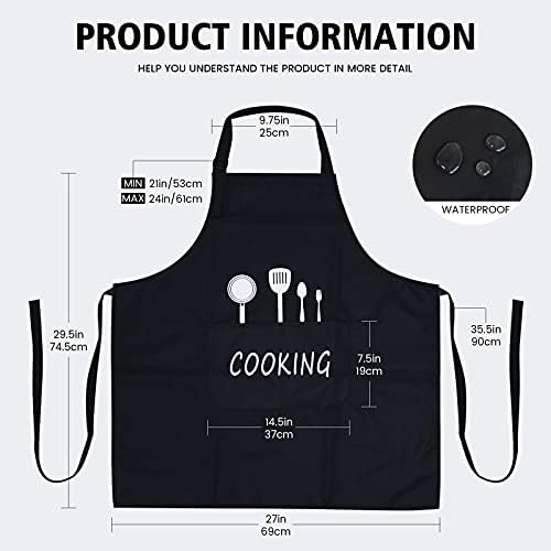 Flykeper 2 пакет прилагодливи престилки за готвење во кујна, водоотпорни престилки со 2 џебови за готвач за мажи и жени