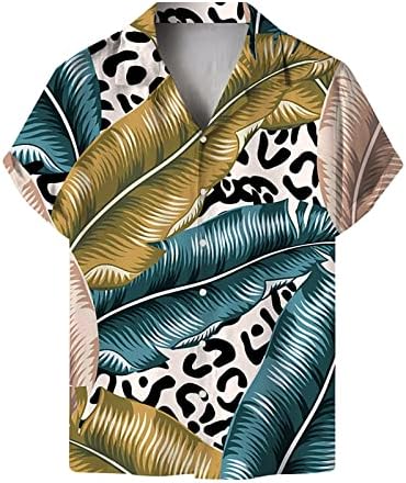 BMISEGM летни преголеми маици за мажи за мажи Обични лабави цветни печатени плажа со кратки ракави за кратки ракави за мали маици