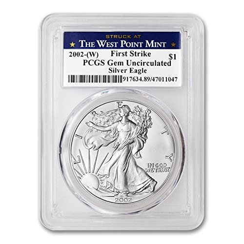 2002 1 Мл Американски Орел Сребрен Орел Монета Дијамант Нециркулирани $1 PCGS GEMUNC