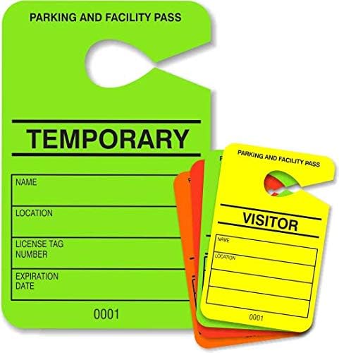 Висат Ознака Дозвола За Паркирање - Посетител Паркинг Помине - Нумерирани Објект Помине-Управување Со Паркинг-HViz Неонски Жолта 100 Единици-Одрекување